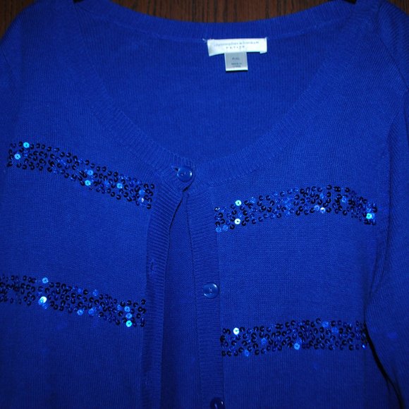 Christopher & Banks Sapphire Blue, Sequin Stripe Sweater - PXL - Picture 5 of 10